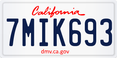 CA license plate 7MIK693