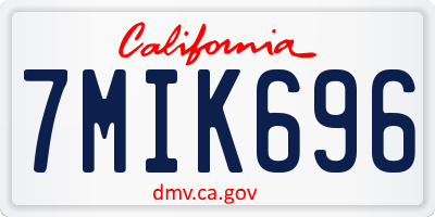CA license plate 7MIK696