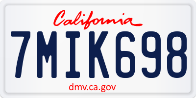 CA license plate 7MIK698