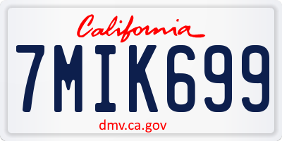 CA license plate 7MIK699