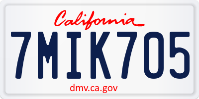 CA license plate 7MIK705