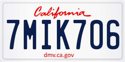CA license plate 7MIK706