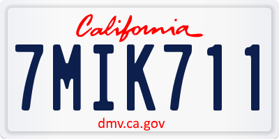 CA license plate 7MIK711