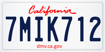 CA license plate 7MIK712