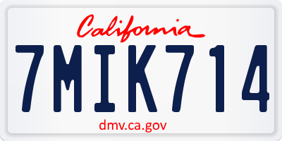 CA license plate 7MIK714