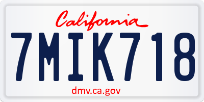 CA license plate 7MIK718