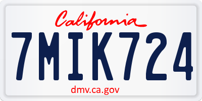 CA license plate 7MIK724