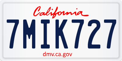 CA license plate 7MIK727