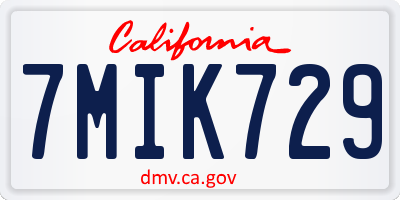 CA license plate 7MIK729