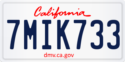 CA license plate 7MIK733