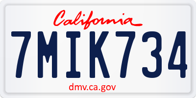 CA license plate 7MIK734