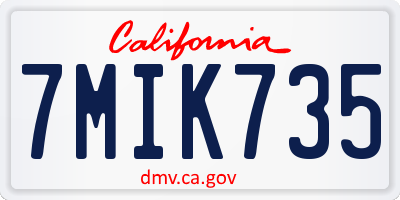 CA license plate 7MIK735