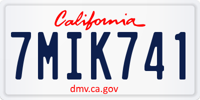 CA license plate 7MIK741