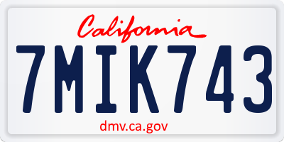 CA license plate 7MIK743