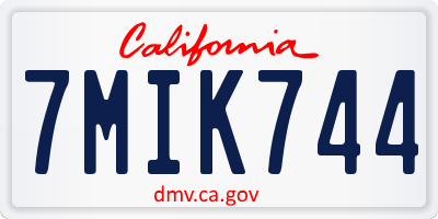 CA license plate 7MIK744