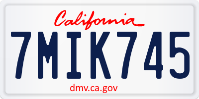 CA license plate 7MIK745