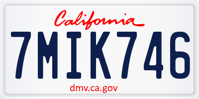 CA license plate 7MIK746
