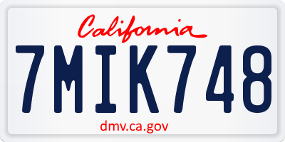 CA license plate 7MIK748
