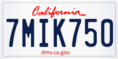 CA license plate 7MIK750