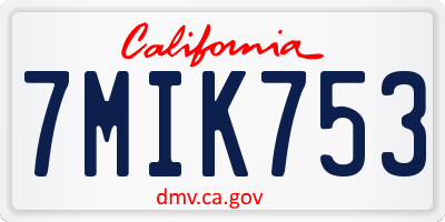 CA license plate 7MIK753