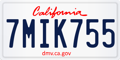 CA license plate 7MIK755
