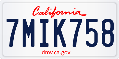 CA license plate 7MIK758