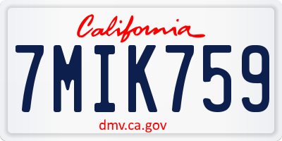 CA license plate 7MIK759