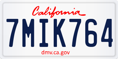 CA license plate 7MIK764