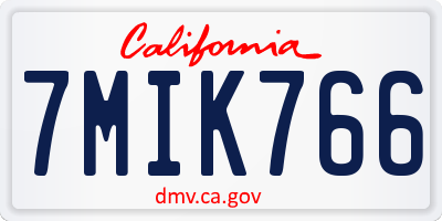 CA license plate 7MIK766