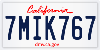 CA license plate 7MIK767