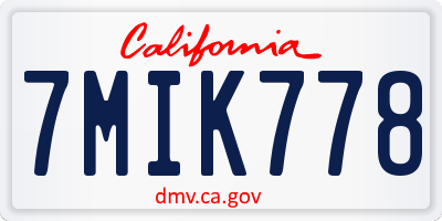 CA license plate 7MIK778