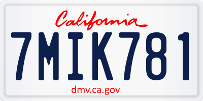 CA license plate 7MIK781