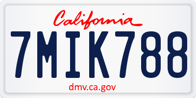 CA license plate 7MIK788