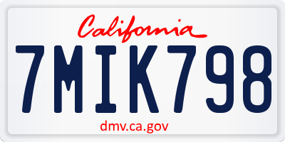 CA license plate 7MIK798