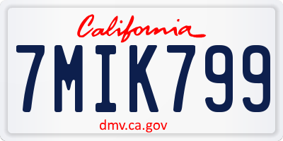 CA license plate 7MIK799