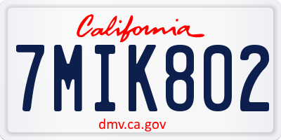 CA license plate 7MIK802