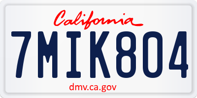 CA license plate 7MIK804