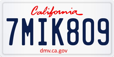 CA license plate 7MIK809