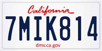 CA license plate 7MIK814