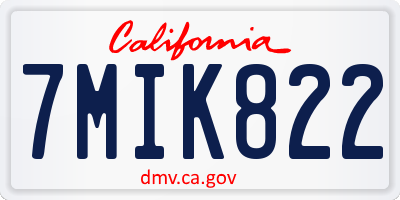 CA license plate 7MIK822
