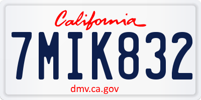 CA license plate 7MIK832