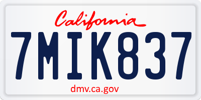 CA license plate 7MIK837