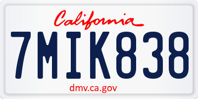 CA license plate 7MIK838