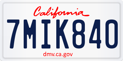 CA license plate 7MIK840