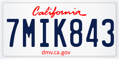 CA license plate 7MIK843