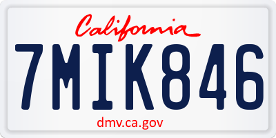 CA license plate 7MIK846