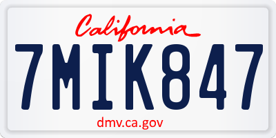 CA license plate 7MIK847
