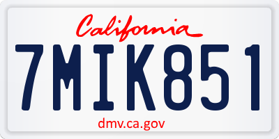 CA license plate 7MIK851