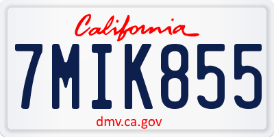 CA license plate 7MIK855