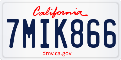 CA license plate 7MIK866